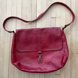 Vintage Ralph Lauren Red Leather Messenger Bag Purse